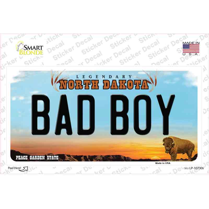 Bad Boy North Dakota Novelty Sticker Decal Small