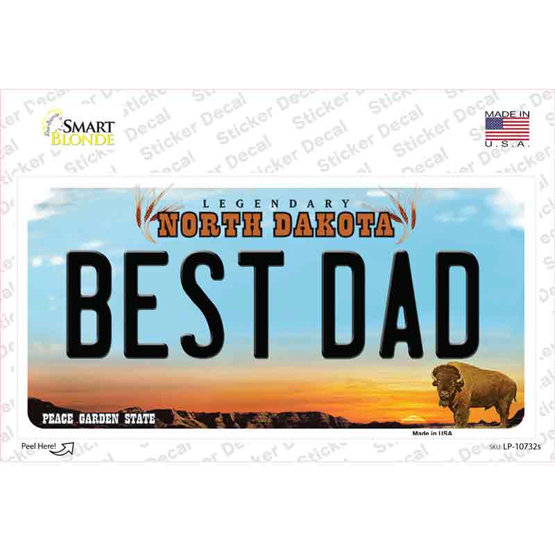 Best Dad North Dakota Novelty Sticker Decal Small