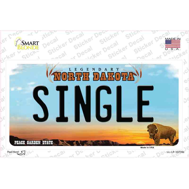 Single North Dakota Novelty Sticker Decal Small