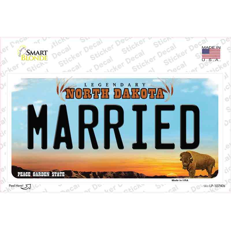 Married North Dakota Novelty Sticker Decal Small