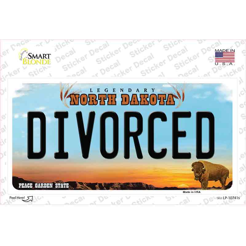 Divorced North Dakota Novelty Sticker Decal Small