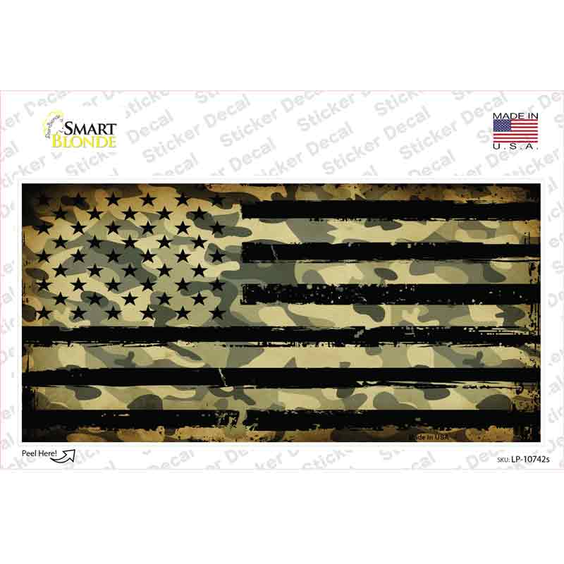 Camo American Flag Novelty Sticker Decal Small