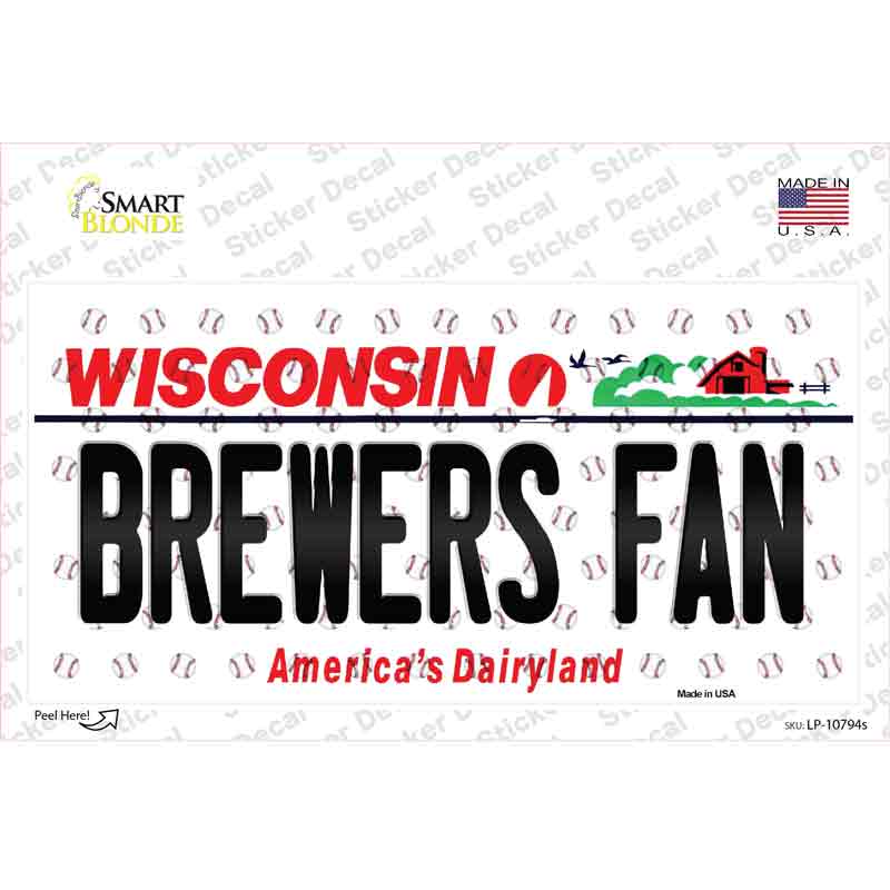 Brewers Fan Wisconsin Novelty Sticker Decal Small