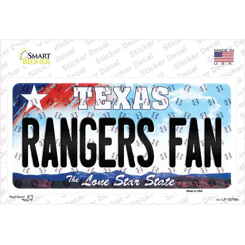 Rangers Fan Texas Novelty Sticker Decal Small