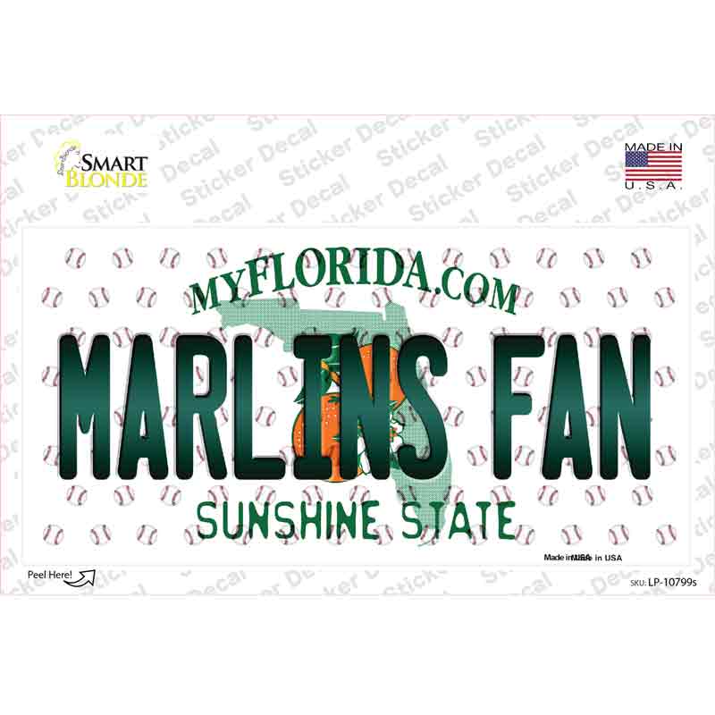 Marlins Fan Florida Novelty Sticker Decal Small