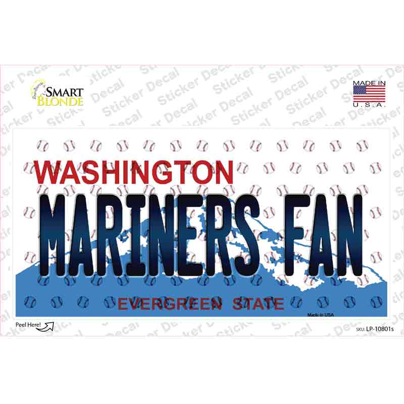 Mariners Fan Washington Novelty Sticker Decal Small