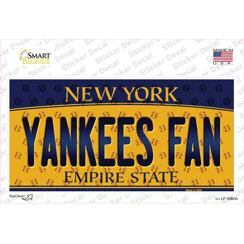 Yankees Fan New York Novelty Sticker Decal Small