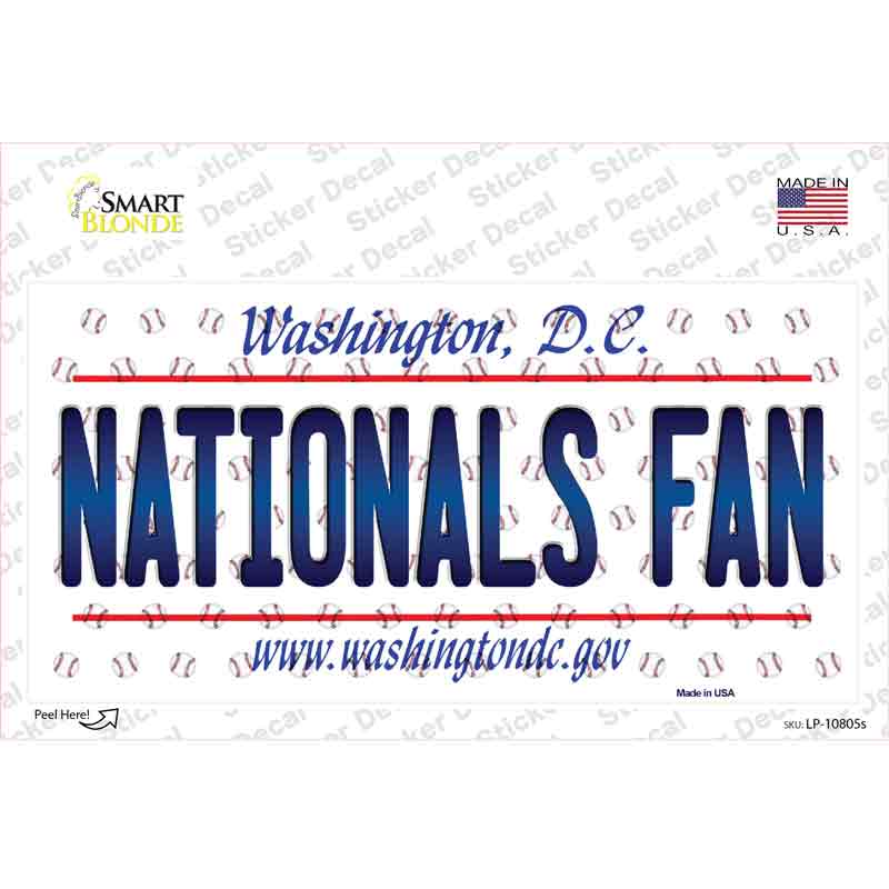 Nationals Fan Washington DC Novelty Sticker Decal Small