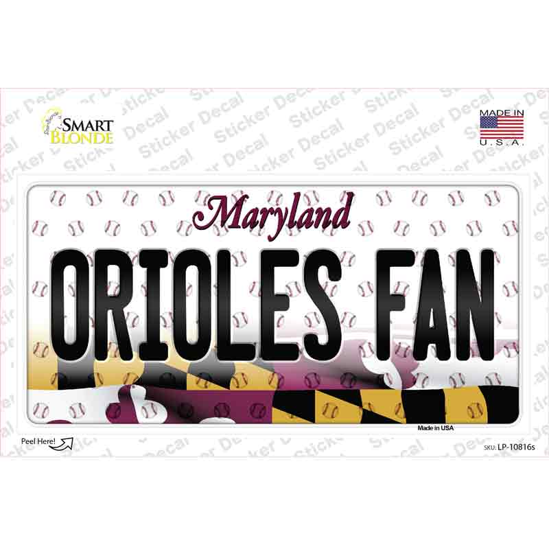 Orioles Fan Maryland Novelty Sticker Decal Small