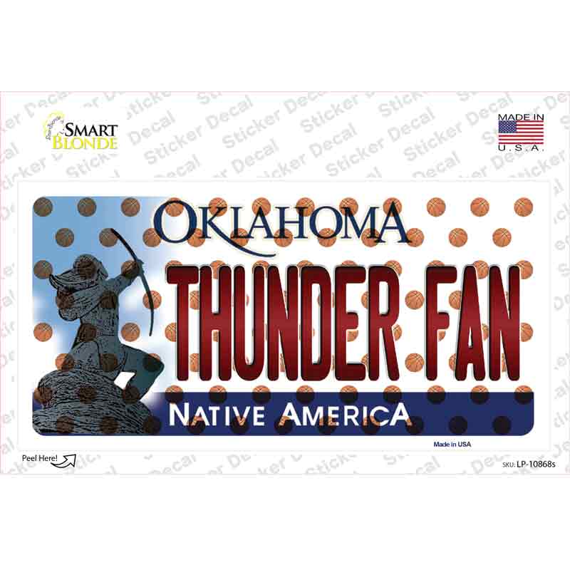 Thunder Fan Oklahoma Novelty Sticker Decal