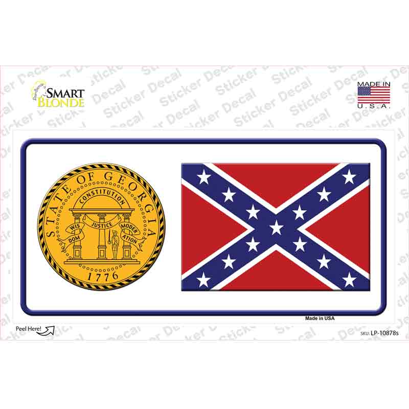 Confederate Flag Georgia Seal Novelty Sticker Decal Small