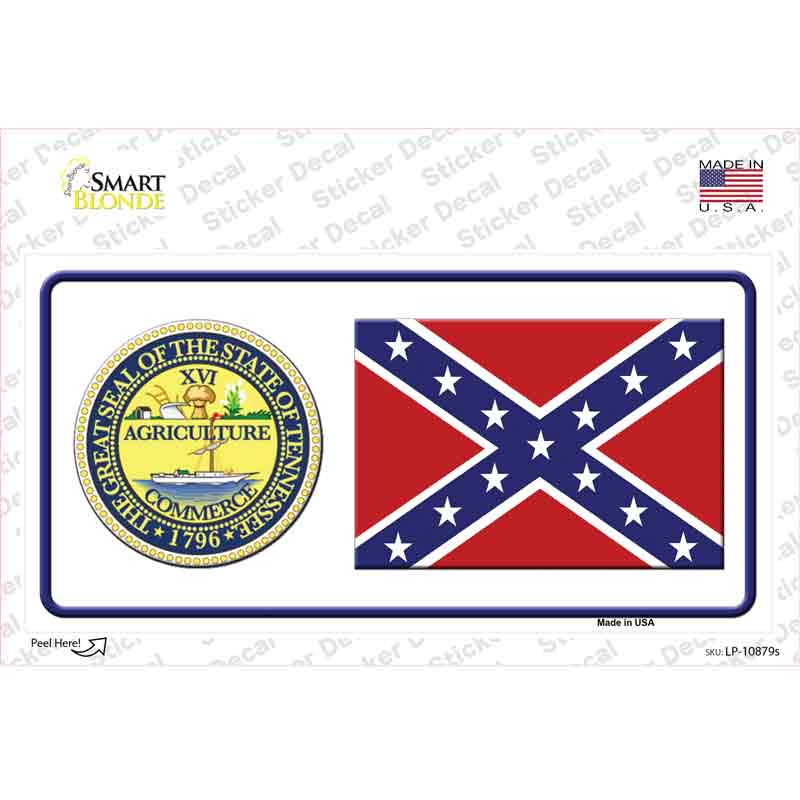 Confederate Flag Tennessee Seal Novelty Sticker Decal Small