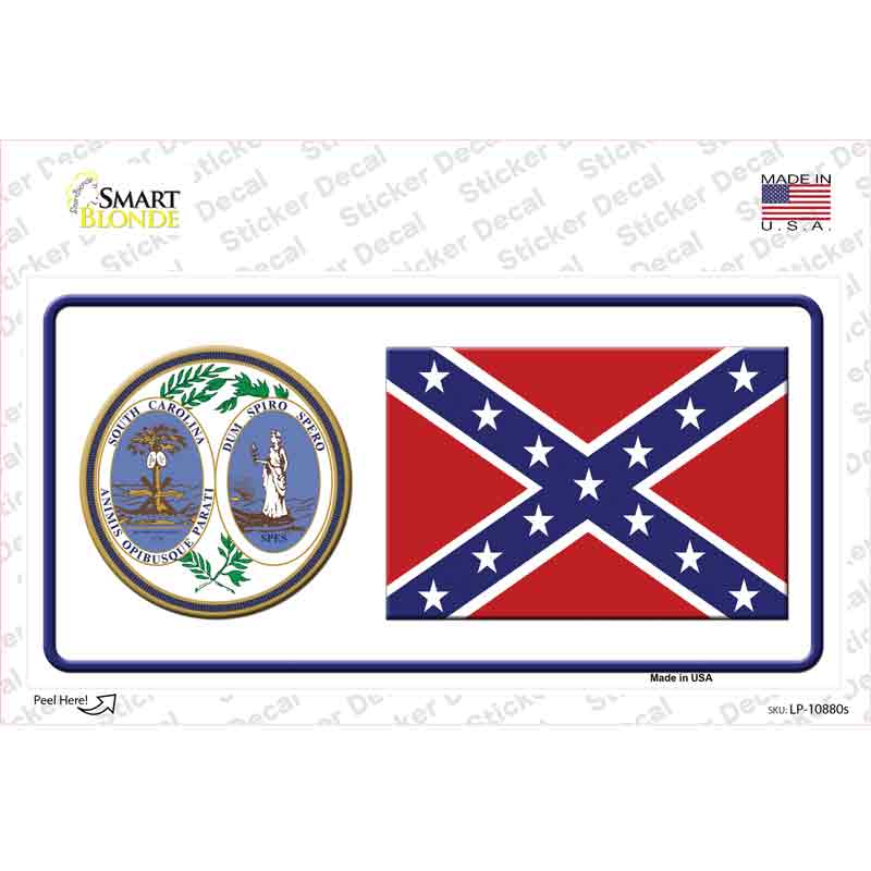 Confederate Flag South Carolina Seal Novelty Sticker Decal Small