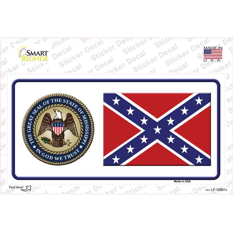 Confederate Flag Mississippi Seal Novelty Sticker Decal Small