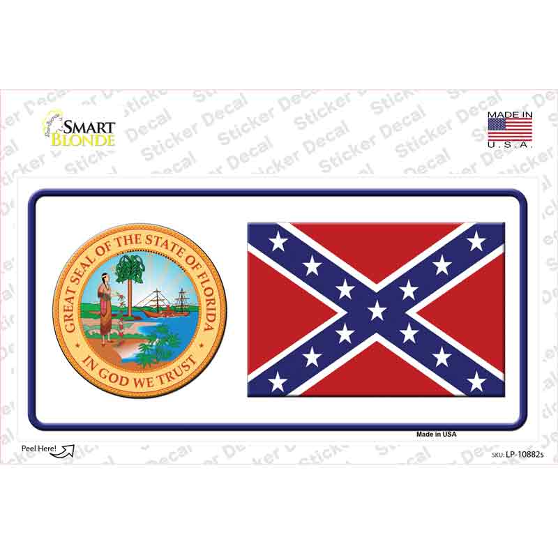 Confederate Flag Florida Seal Novelty Sticker Decal Small