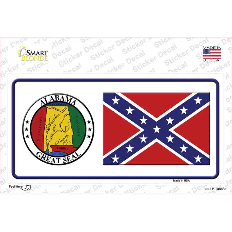 Confederate Flag Alabama Seal Novelty Sticker Decal Small