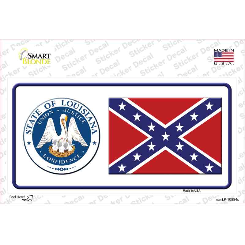 Confederate Flag Louisiana Seal Novelty Sticker Decal Small