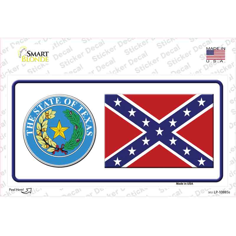 Confederate Flag Texas Seal Novelty Sticker Decal Small