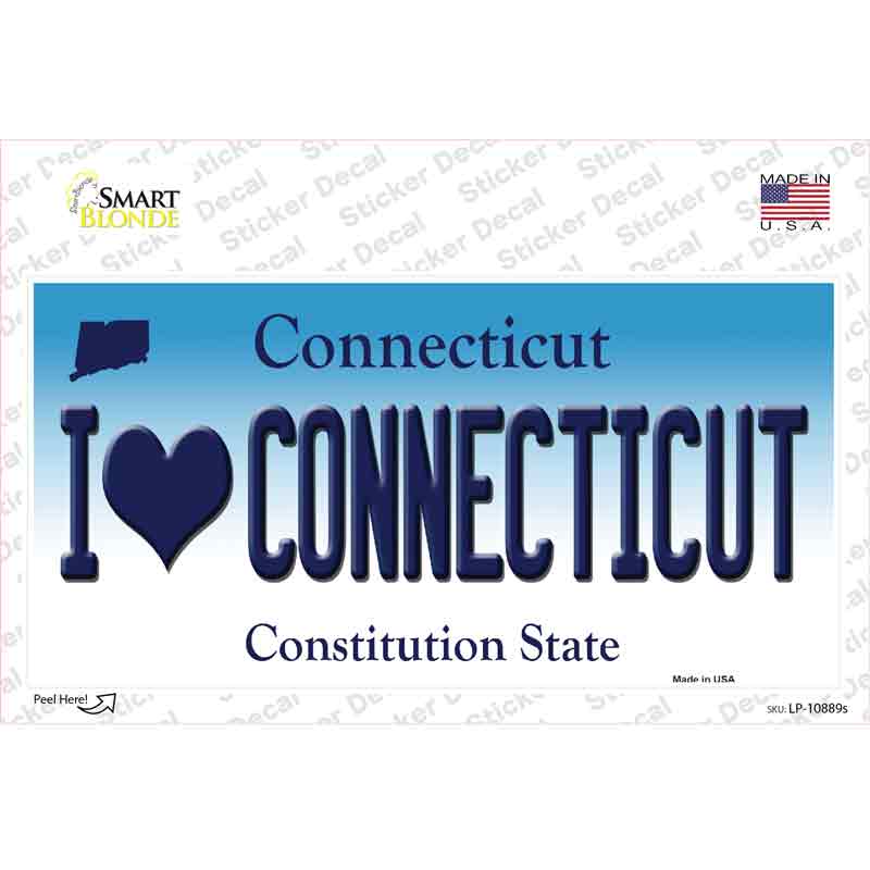 I Love Connecticut Novelty Sticker Decal Small