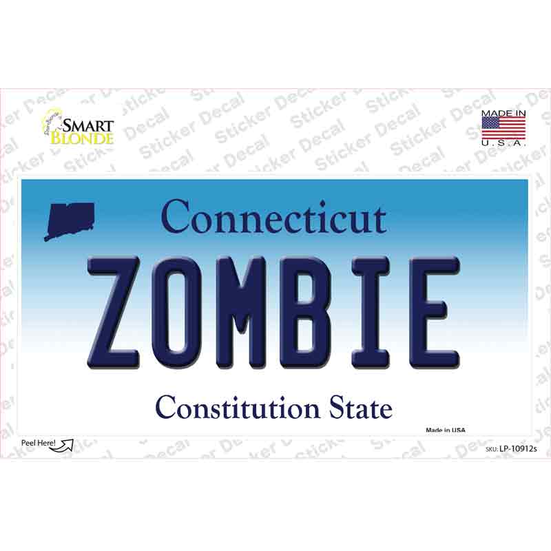 Zombie Connecticut Novelty Sticker Decal Small