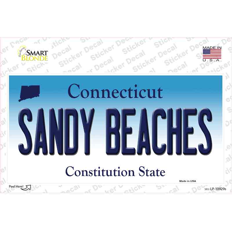 Sandy Beaches Connecticut Novelty Sticker Decal Small