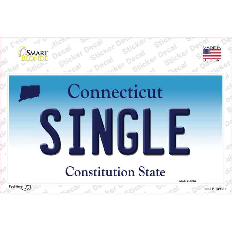 Single Connecticut Novelty Sticker Decal Small