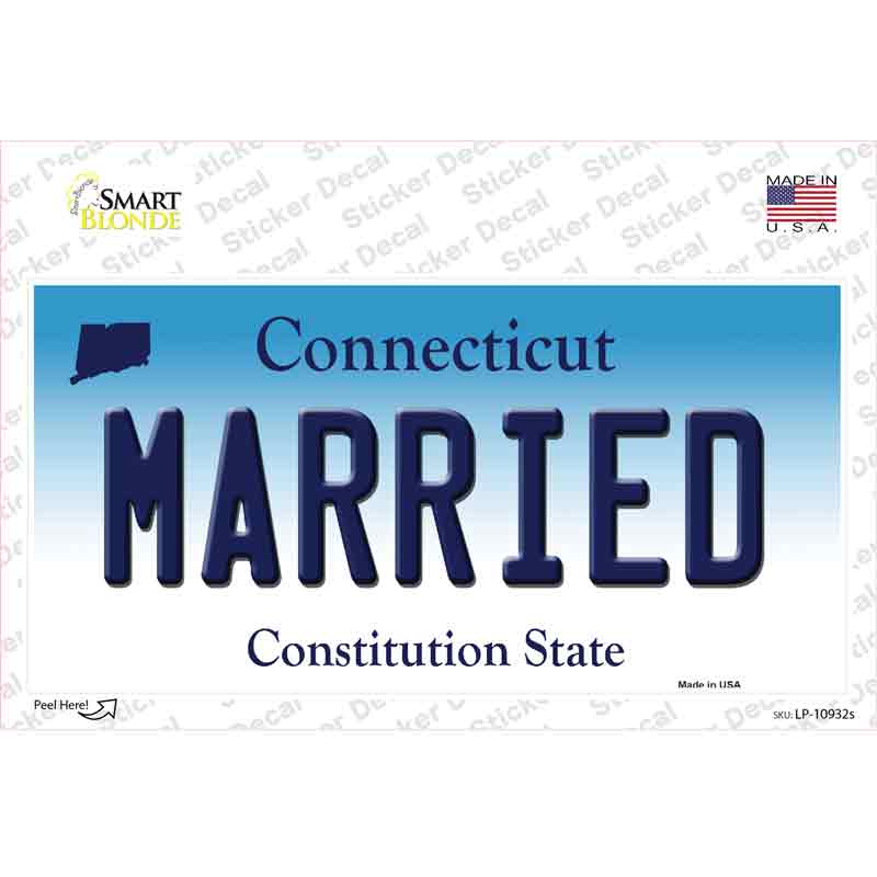 Married Connecticut Novelty Sticker Decal Small