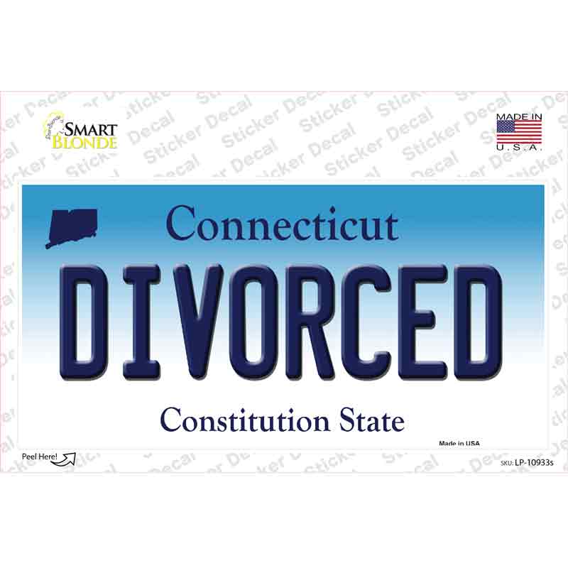 Divorced Connecticut Novelty Sticker Decal Small