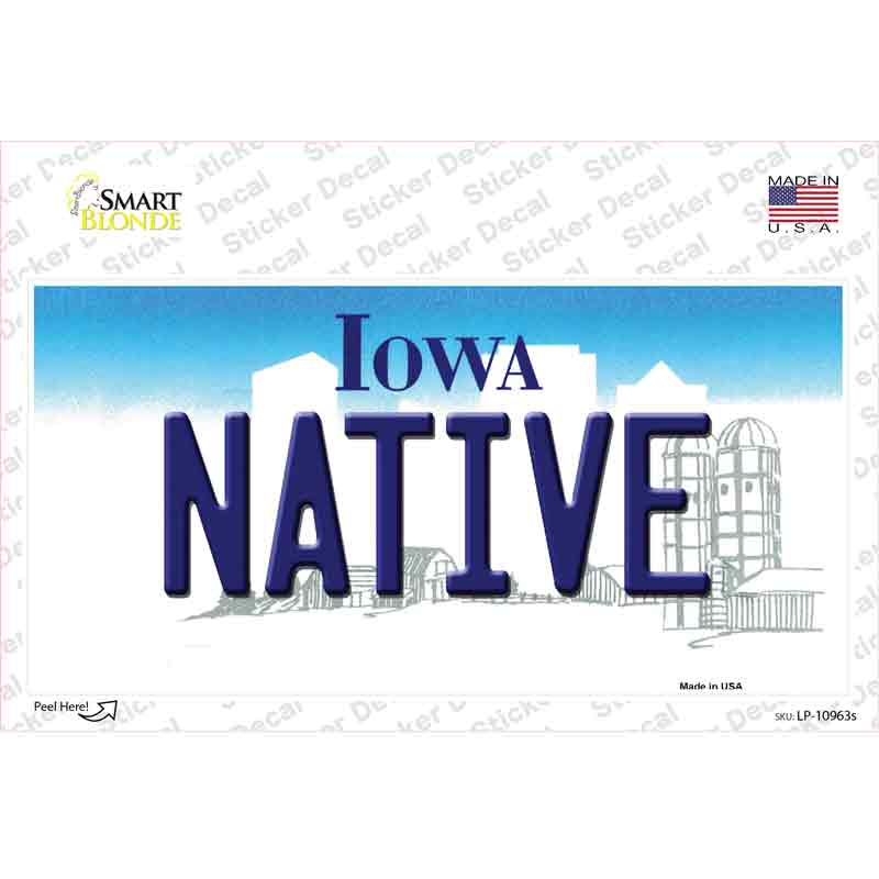 Native Iowa Novelty Sticker Decal Small