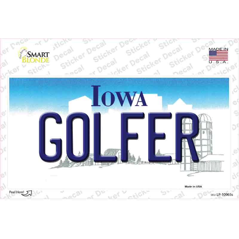 Golfer Iowa Novelty Sticker Decal Small