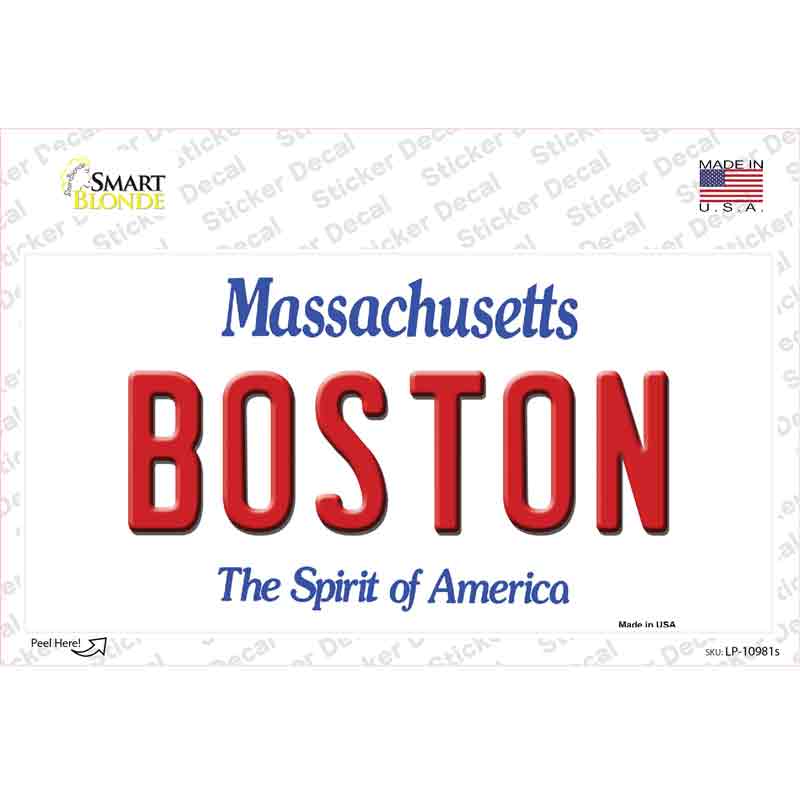 Boston Massachusetts Novelty Sticker Decal Small