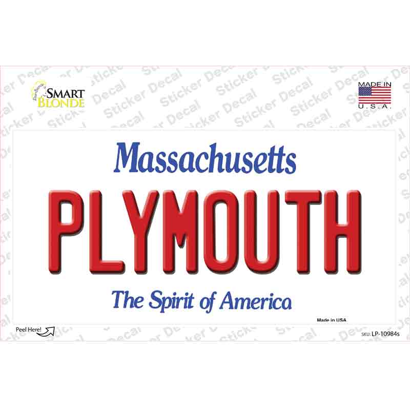 Plymouth Massachusetts Novelty Sticker Decal Small