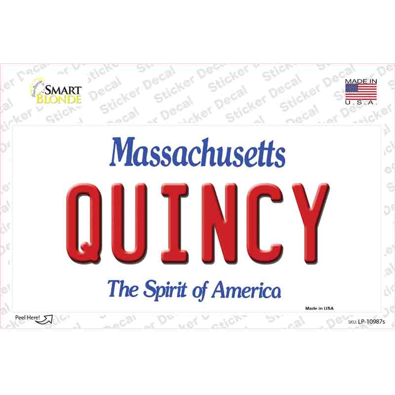 Quincy Massachusetts Novelty Sticker Decal Small