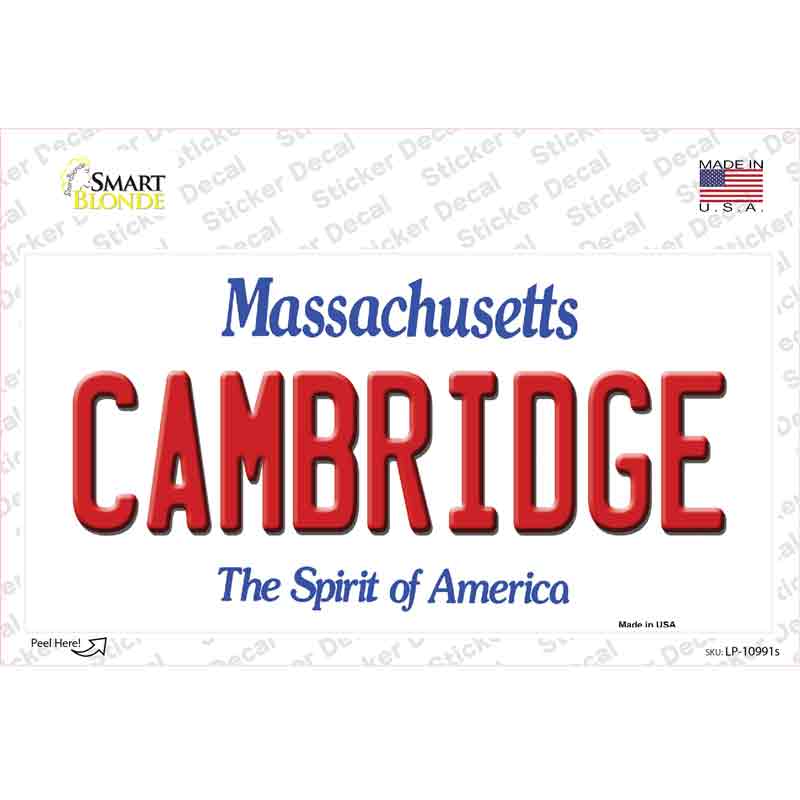 Cambridge Massachusetts Novelty Sticker Decal Small