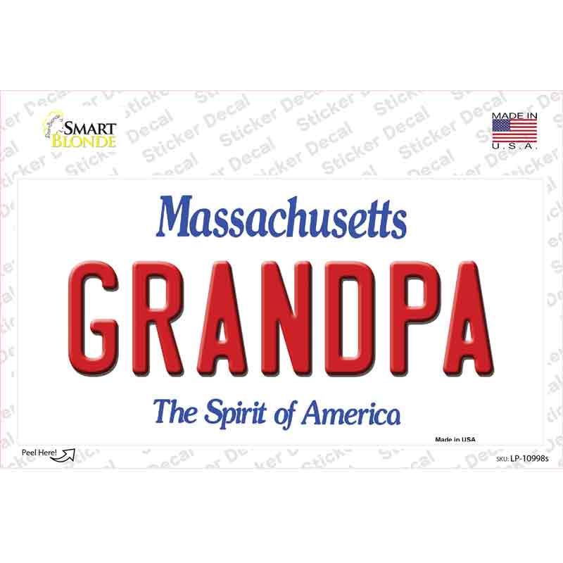 Grandpa Massachusetts Novelty Sticker Decal Small