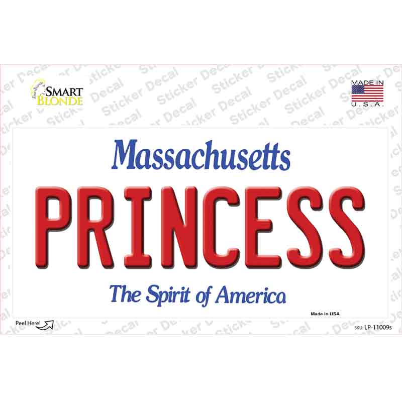 Princess Massachusetts Novelty Sticker Decal Small