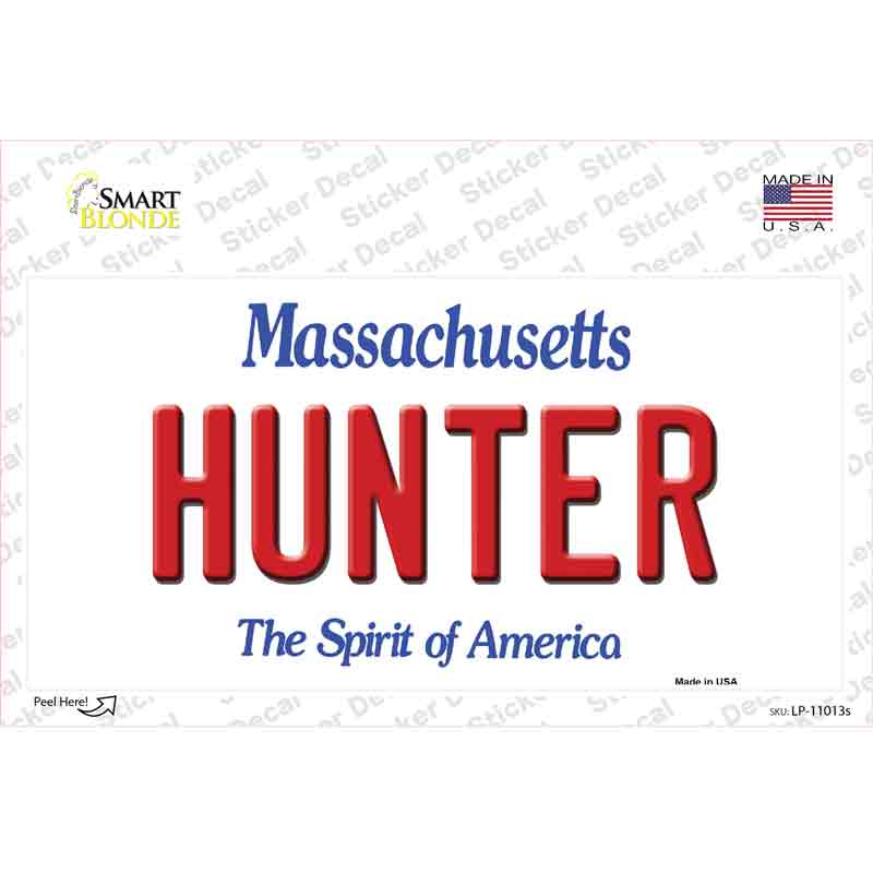 Hunter Massachusetts Novelty Sticker Decal Small