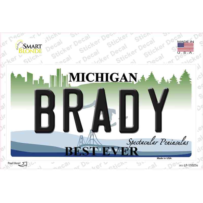 Brady Michigan Novelty Sticker Decal Small