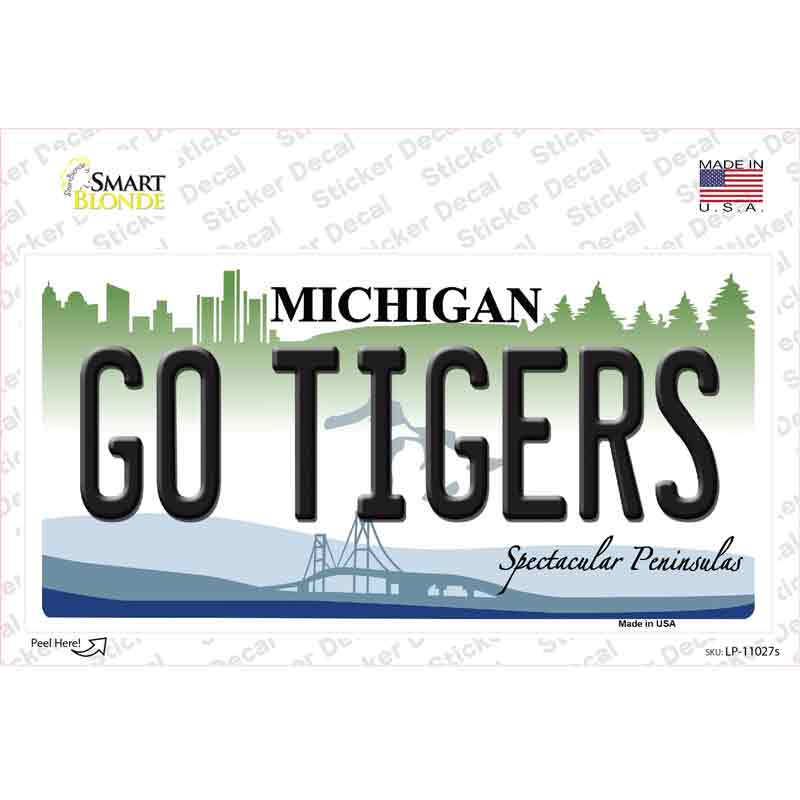 Go Tigers Michigan Novelty Sticker Decal Small