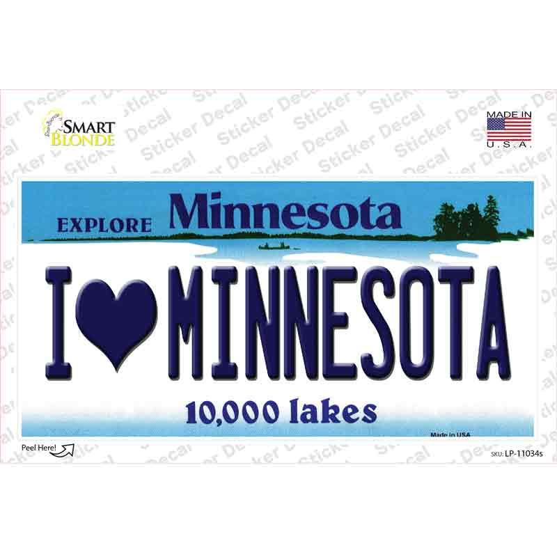 I Love Minnesota Novelty Sticker Decal Small