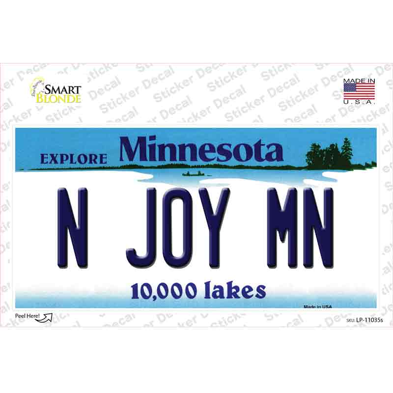 N Joy MN Minnesota Novelty Sticker Decal Small