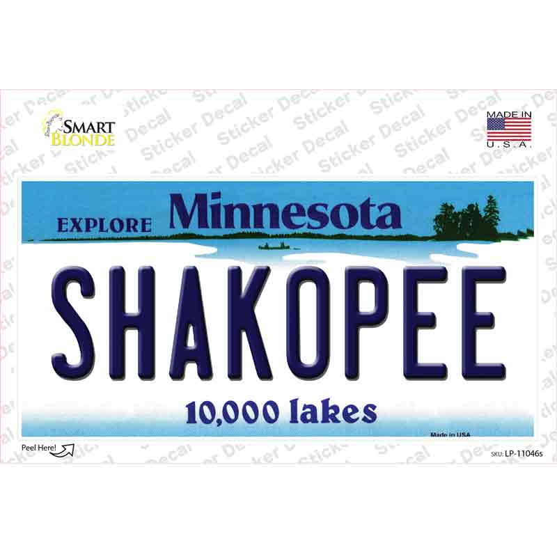 Shakopee Minnesota State Novelty Sticker Decal Small