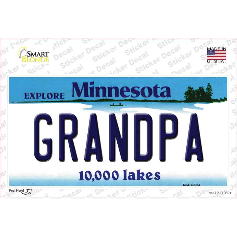 Grandpa Minnesota State Novelty Sticker Decal Small