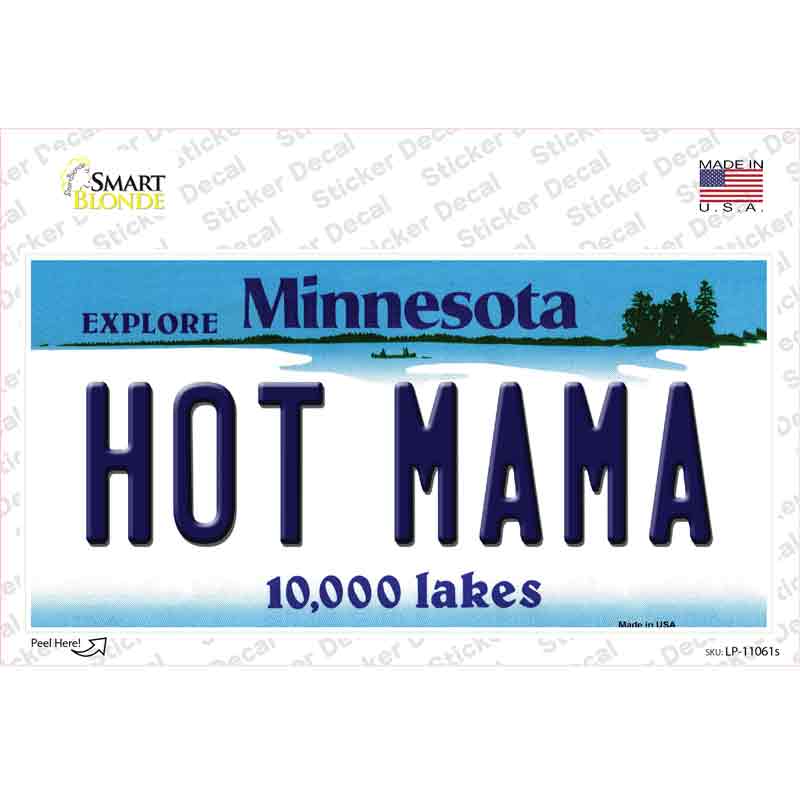 Hot Mama Minnesota State Novelty Sticker Decal Small