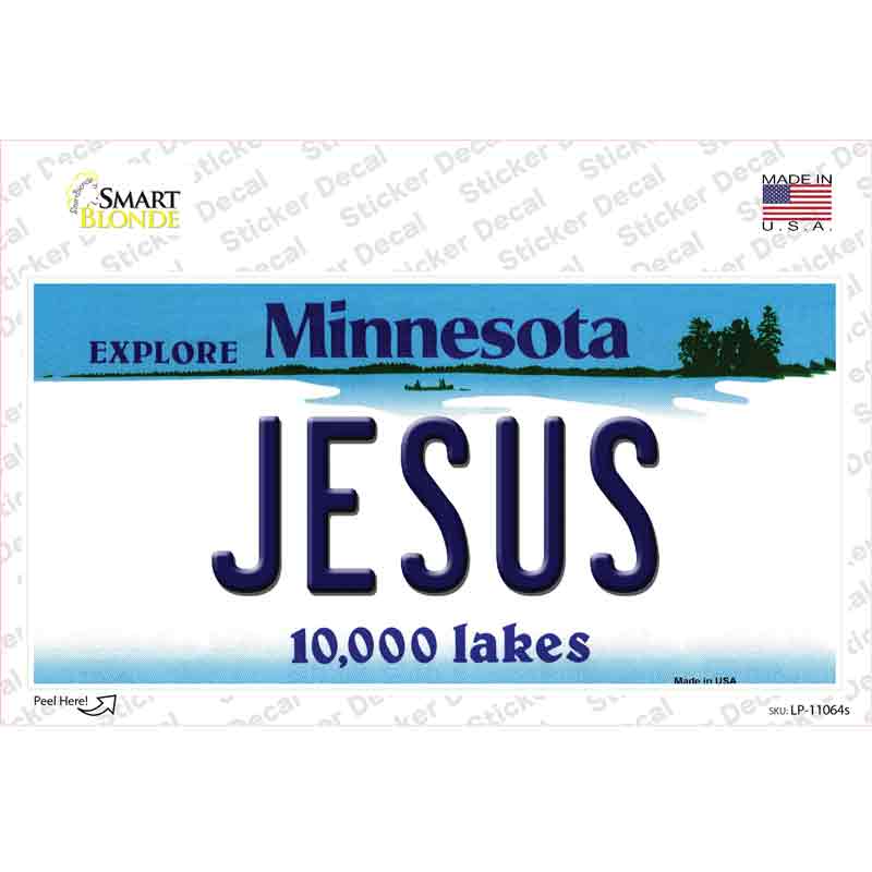 Jesus Minnesota State Novelty Sticker Decal Small