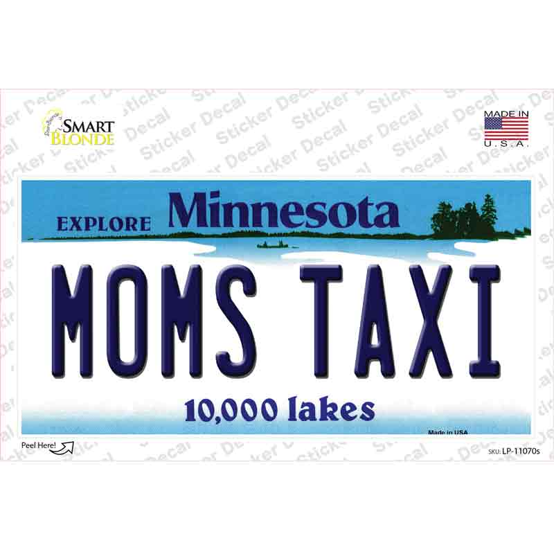 Moms Taxi Minnesota State Novelty Sticker Decal Small