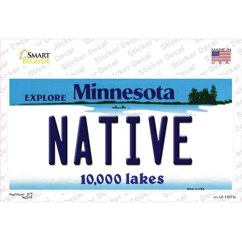 Native Minnesota State Novelty Sticker Decal Small