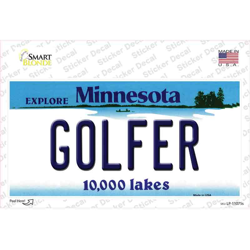 Golfer Minnesota State Novelty Sticker Decal Small