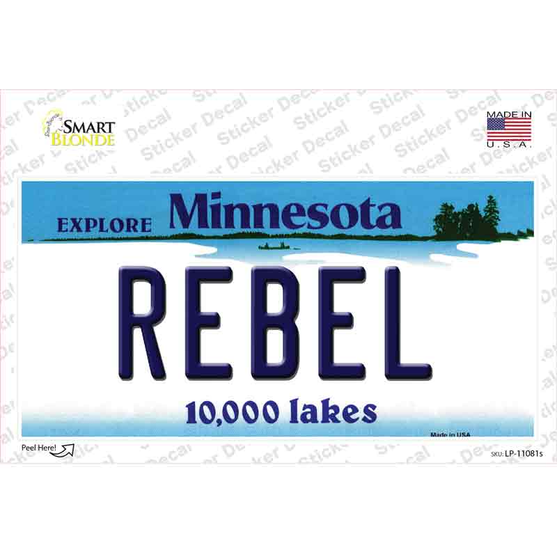 Rebel Minnesota State Novelty Sticker Decal Small