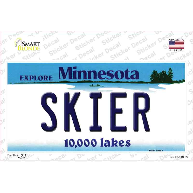 Skier Minnesota State Novelty Sticker Decal Small